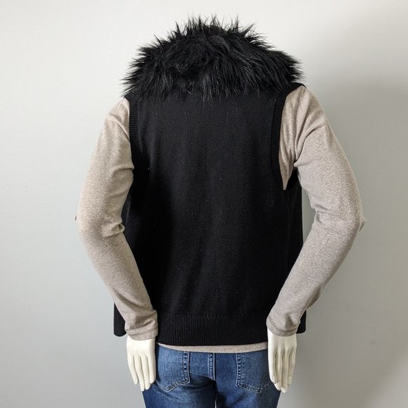 Michael - Michael Kors - Black Vest w/ Removable Faux Fur Trim Vest - Size S - Picture 7 of 8